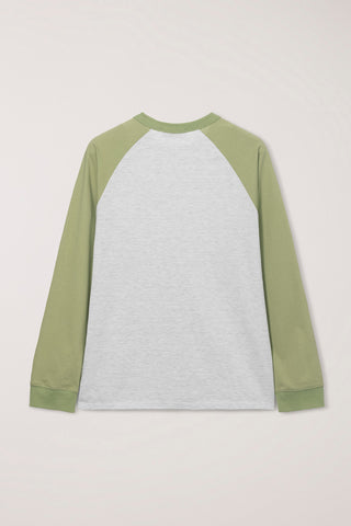 UNISEX RAGLAN T-SHIRT OLIVE GREEN OATMEAL MELANGE
