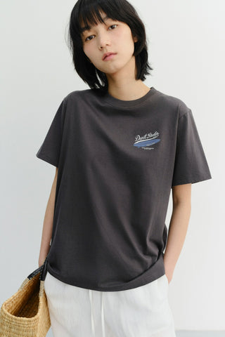 UNISEX SUMMER HOLIDAY SURF BOARD T-SHIRT CHARCOAL GREY