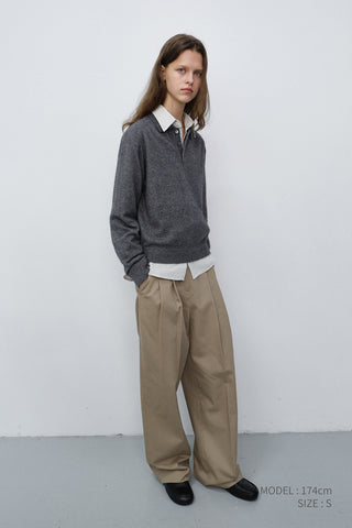 UNISEX COLLARED SWEATER MELANGE GREY
