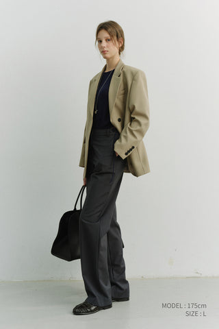 ESSENTIAL 2 BUTTON WOOL BLAZER SAND BEIGE