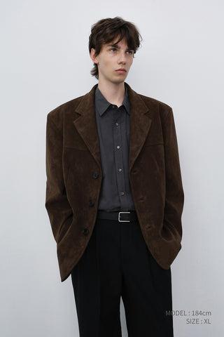 UNISEX RELAXED ALTER-SUEDE HALF JACKET BROWN