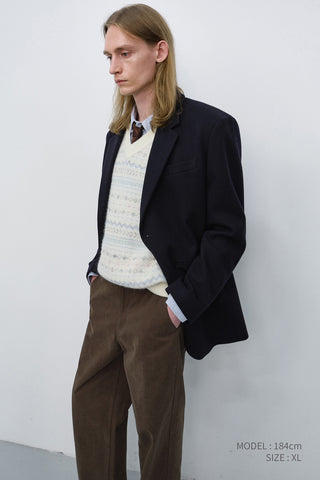 UNISEX CLASSIC 2 BUTTON WOOL BLAZER NAVY
