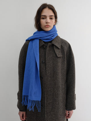 FRINGED CASHMERE MUFFLER KOVALT BLUE