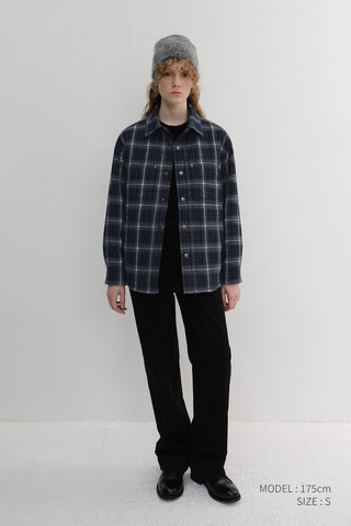 UNISEX QUILTED FLANNEL SHIRT NAVY CHECK