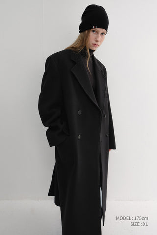 UNISEX LOOSE DOUBLE-BREASTED COAT BLACK