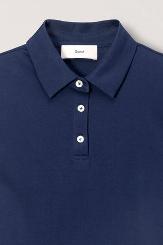 CROPPED SLIM COLLARED T-SHIRT NAVY