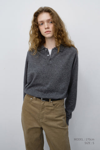 UNISEX COLLARED SWEATER MELANGE GREY