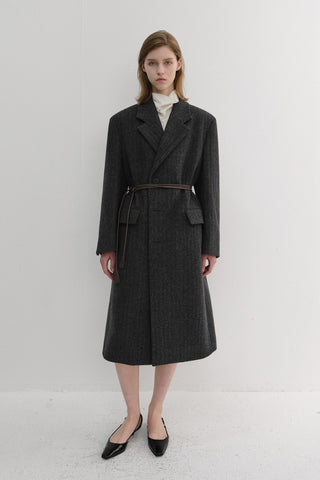 UNISEX BOXY TAILORED COAT GREY HERRINGBONE
