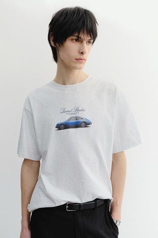 UNISEX SUMMER HOLIDAY CAR T-SHIRT LIGHT MELANGE GREY