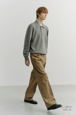 UNISEX CASHMERE COLLARED SWEATER MELANGE GREY