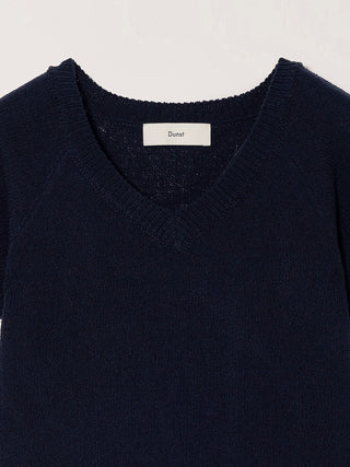 SUMMER LINEN V-NECK KNIT NAVY