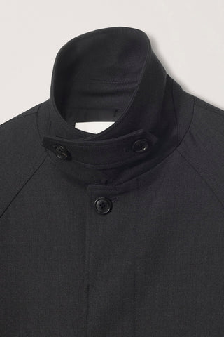 UNISEX H-LINE WOOL MAC COAT CHARCOAL GREY