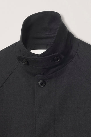UNISEX H-LINE WOOL MAC COAT CHARCOAL GREY