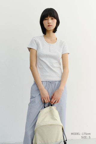 CLASSIC SCOOP NECK TOP LIGHT MELANGE GREY