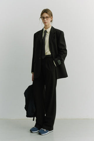 UNISEX 3 BUTTON WOOL BLAZER BLACK