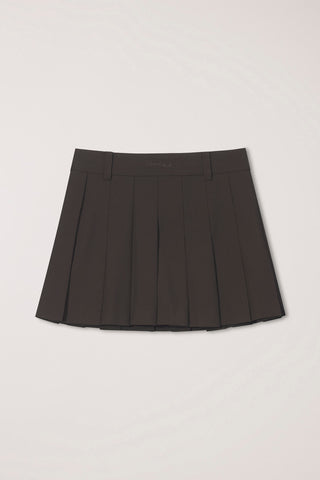 PLEATS MINI SKIRT BROWN