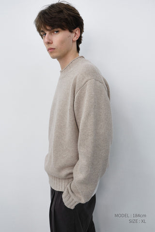 UNISEX CHUNKY ROLL NECK SWEATER LIGHT PEBBLE