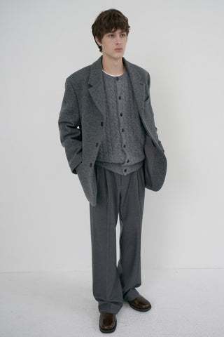 UNISEX 3 BUTTON WOOL BLAZER GREY