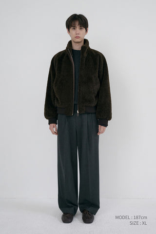 UNISEX BOA FLEECE BLOUSON DARK BROWN