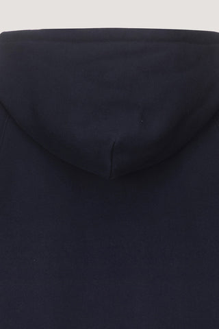 UNISEX LEATHER LOGO ZIP-UP HOODIE FRENCH NAVY