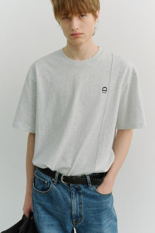 UNISEX LOGO CREASE T-SHIRT LIGHT MELANGE GREY