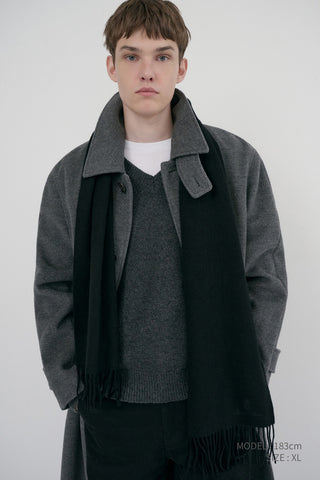 UNISEX BELTED CASHMERE MAC COAT MELANGE GREY