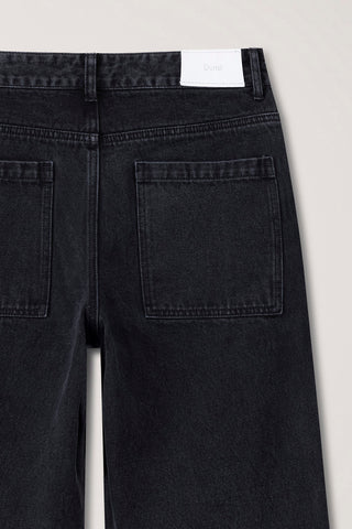 PLEATED BERMUDA DENIM SHORTS BLACK