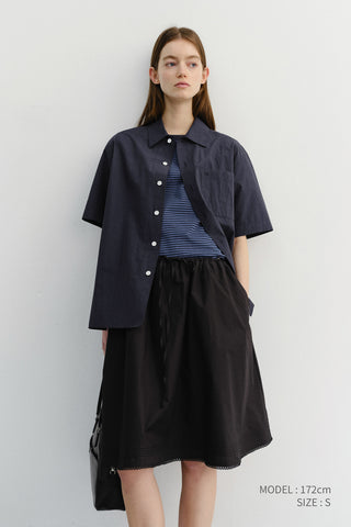 UNISEX OPEN COLLARED SHIRT NAVY
