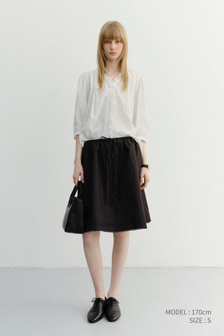 LACED MIDI FULL SKIRT BLACK
