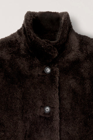 FLUFFY FUR JACKET BROWN