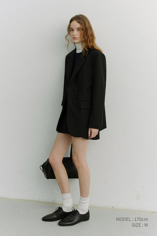 ESSENTIAL 2 BUTTON WOOL BLAZER BLACK