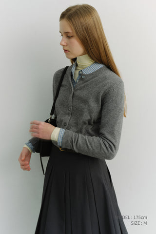 ESSENTIAL CREWNECK KNIT CARDIGAN MELANGE GREY