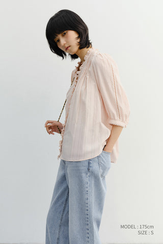 JANE FRILL BLOUSE SOFT PINK