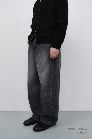 RELAXED CURVED JEANS WASHED GREY