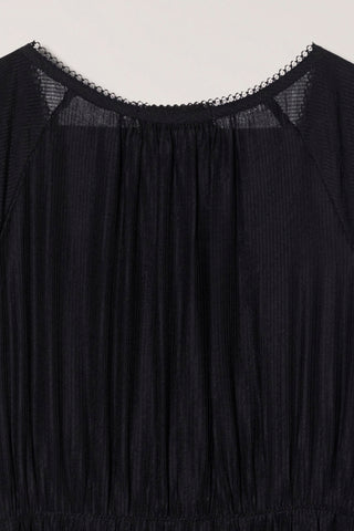 SLEEVELESS SHIRRING DRESS BLACK