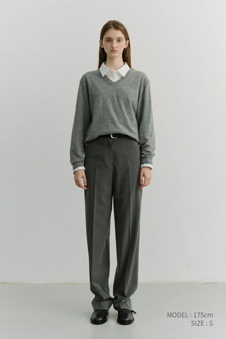 STRAIGHT SLACKS MELANGE GREY STRIPE