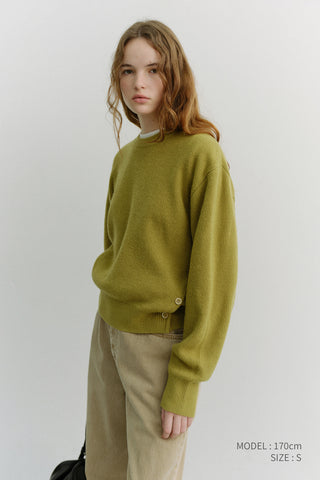 UNISEX BUTTONED CREWNECK SWEATER OLIVE