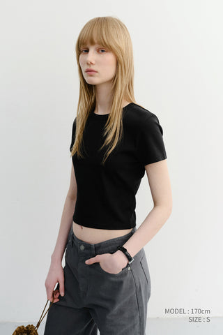 CROPPED SLIM TOP BLACK