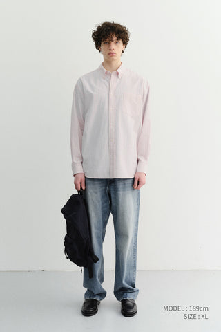 UNISEX CLASSIC STRIPED BD OVERSHIRT SOFT PINK
