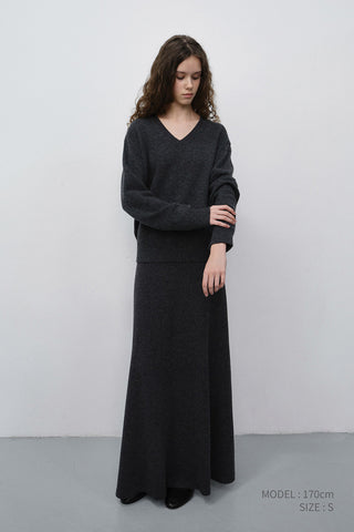 KNITTED MAXI SKIRT CHARCOAL GREY