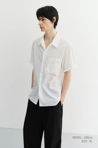 UNISEX OPEN COLLARED STRIPED SHIRT WHITE