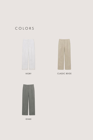 PLEATED CHINO SLACKS CLASSIC BEIGE
