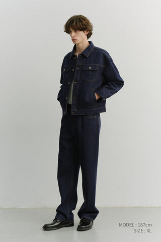 UNISEX DENIM TRUCKER JACKET INDIGO NAVY