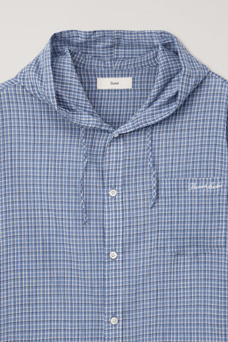 UNISEX CLASSIC HOODED SHIRT SOFT BLUE CHECK