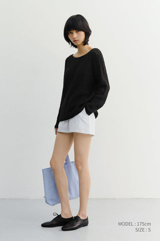 CROCHET CREWNECK KNIT BLACK