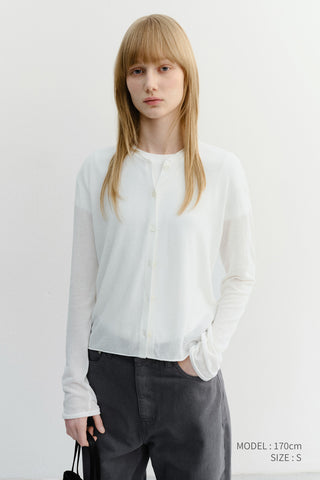 SUMMER ESSENTIAL CREWNECK CARDIGAN WHITE