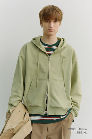 UNISEX CROPPED ZIP-UP HOODIE OLIVE