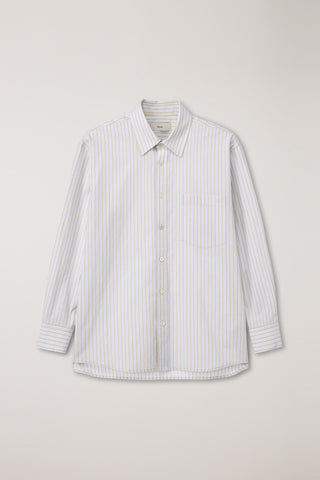 UNISEX OVERSIZED STRIPED SHIRT BEIGE STRIPE
