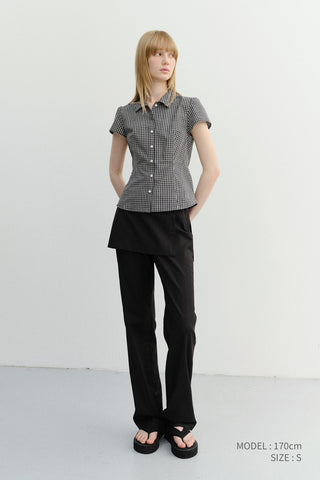 VINTAGE CAP SLEEVE SLIM SHIRT BLACK CHECK