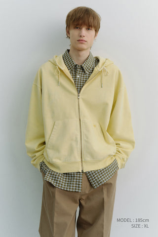 UNISEX GARMENT DYED ZIP-UP HOODIE VANILLA BUTTER